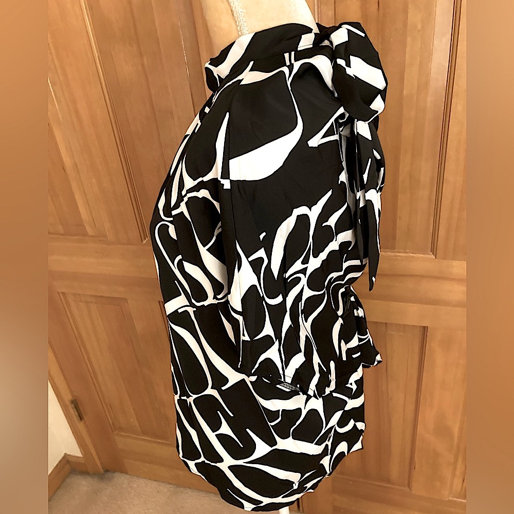 Dolman Sleeved Letter Print Designer Blouse. - Picture 6 of 14